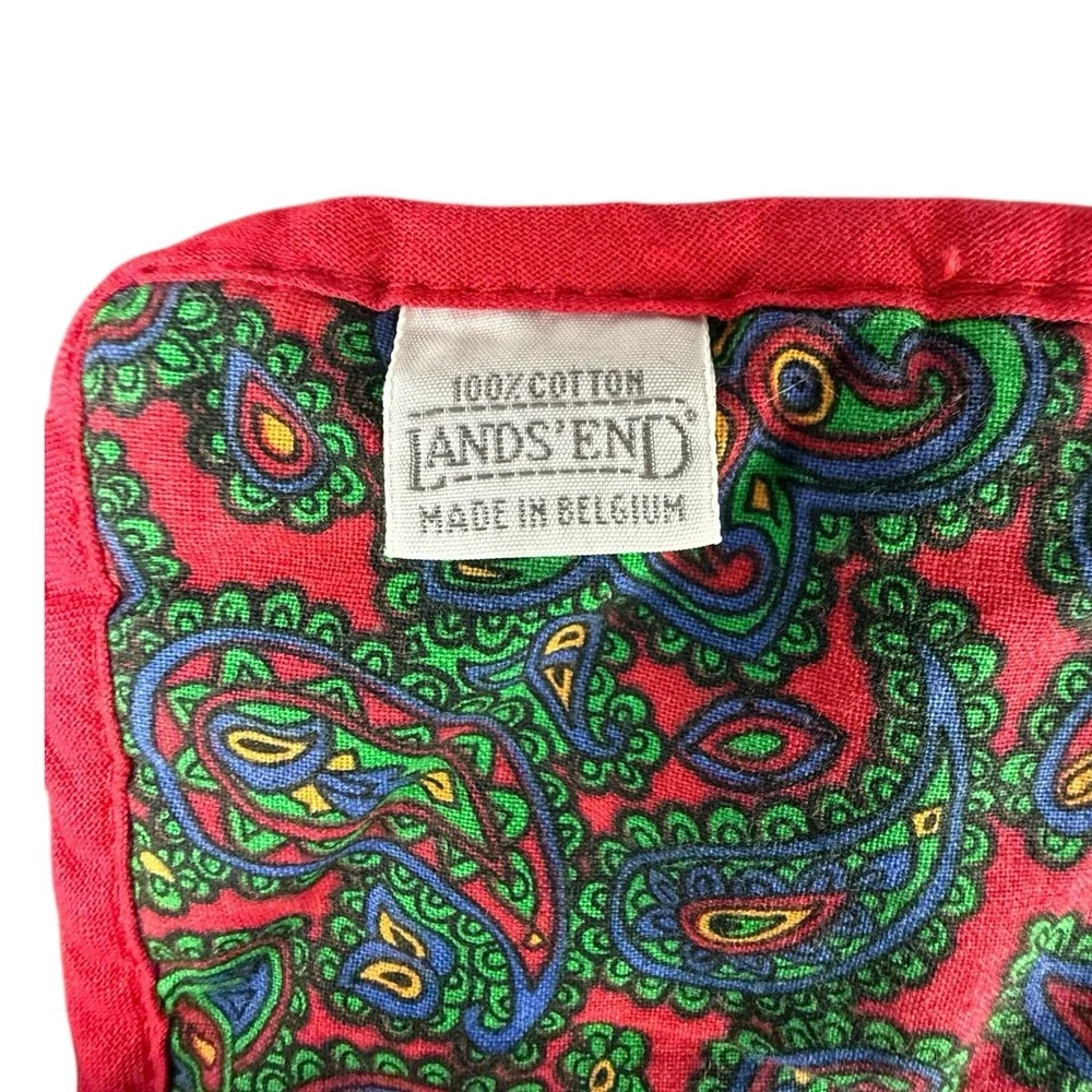 VTG Lands' End Coming Home Red & Green Paisley Placemats & Table Runner 6pc‎ Set